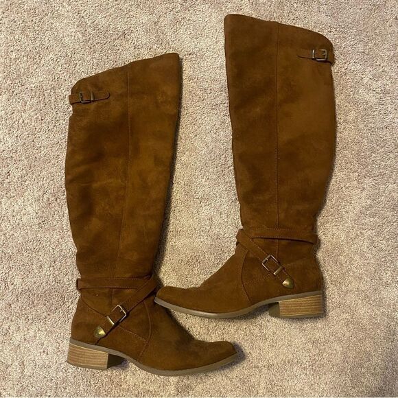 MERONA Brown Suede Over the Knee Boots - Picture 1 of 4